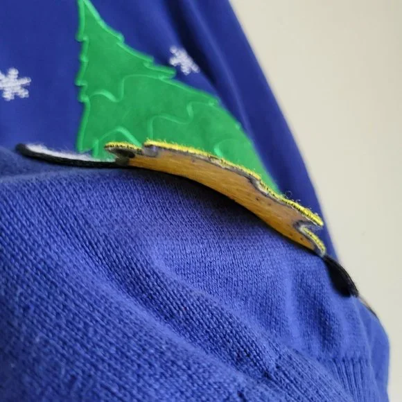 Alex Stevens Ugly Sweater Mens S Blue Dog Peeing on Snowman Christmas Party - Picture 4 of 7